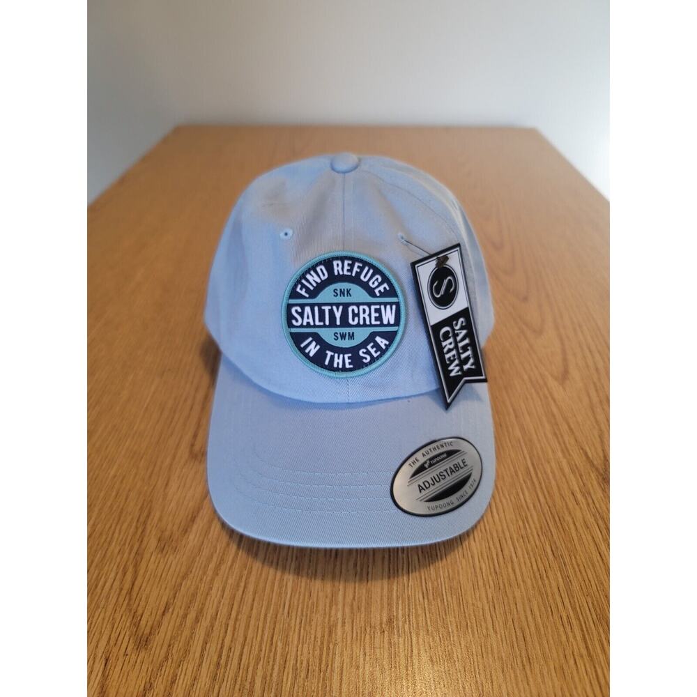 Salty Crew Retro Dad Hat - Find Refuge In The Sea Light Blue (Adjustable) NEW
